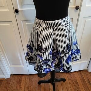 4/$19 Black and Blue Floral Print Pleated Mini Skirt Tullesz 9 Skater Fairy